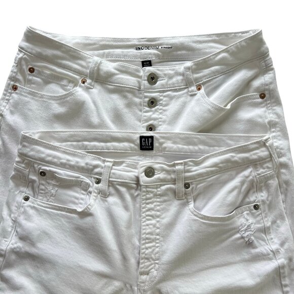 White denim pants two pack Size 12, 31. Perfect set of summer pants. INC & Gap. - Picture 1 of 13